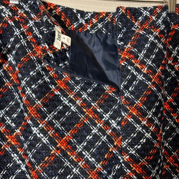 Bar III Tweed Skirt Plaid Zip Back A-Line Career Party Cocktail Size 16 - Picture 4 of 7